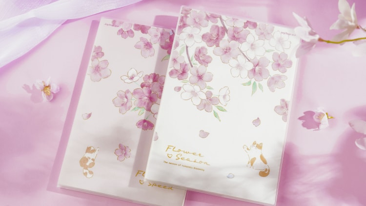Sakura  rubber sleeve notebook  JT-101711 云樱-胶套本B5（横线内页）