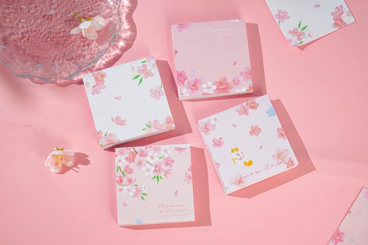 JT-101712 Sakura notepad 云樱-便签本7.6*7.6cm（带中盒）