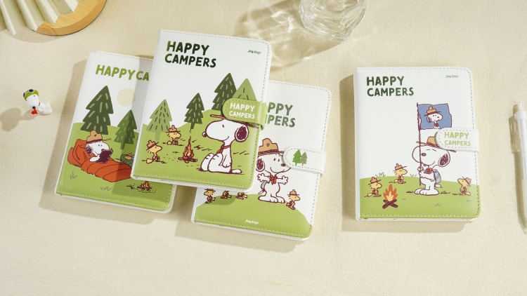 Snoopy PU notebook A5 colorful Inner JT-101326 野营日记-磁扣本A5（彩色内页）