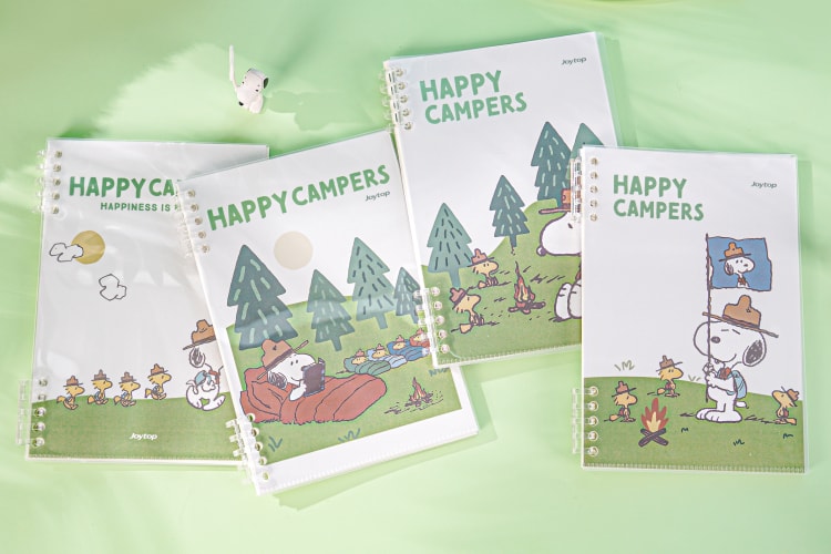 Snoopy pp soft cover loose leaf notebook line inner A5  JT-101364 野营日记-软面PP活页本A5（横线内页）