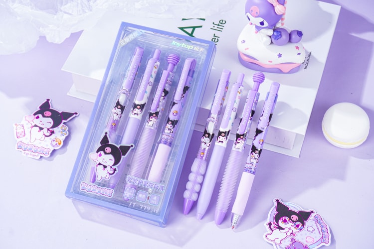 JT-779-H Marshmallow-Kuromi pen 棉花软糖-酷洛米软软护套按动笔（4支装）